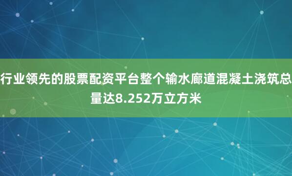 行业领先的股票配资平台整个输水廊道混凝土浇筑总量达8.252万立方米