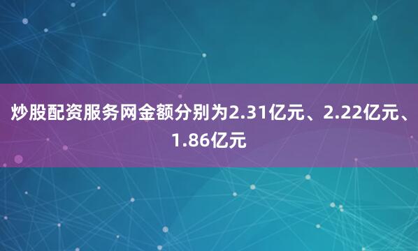 炒股配资服务网金额分别为2.31亿元、2.22亿元、1.86亿元