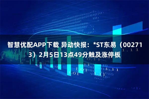 智慧优配APP下载 异动快报:*ST东易(002713)2月5日13点49分触及涨停板